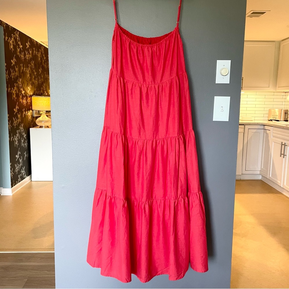 Anthropologie Charlie Holiday Jenna Linen Blend Maxi Dress Oversize Size 10 NWT - Picture 7 of 14